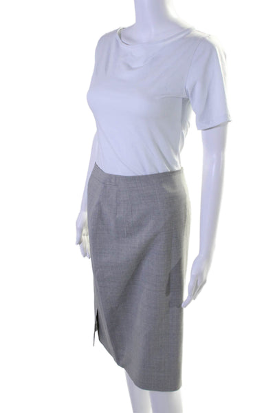 M.M. Lafleur Womens Back Zip Knee Length Pencil Skirt Gray Wool Size 4