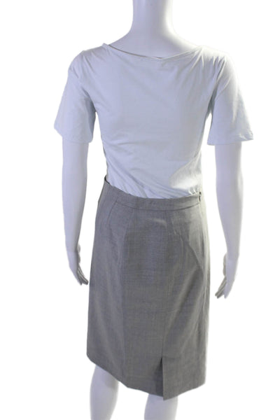 M.M. Lafleur Womens Back Zip Knee Length Pencil Skirt Gray Wool Size 4