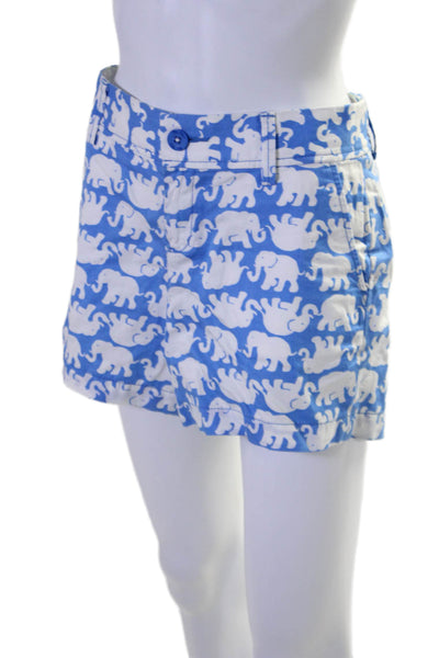 Lilly Pulitzer Women's Button Closure Pockets Animal Print Shorts Blue Size 8