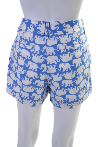 Lilly Pulitzer Women's Button Closure Pockets Animal Print Shorts Blue Size 8