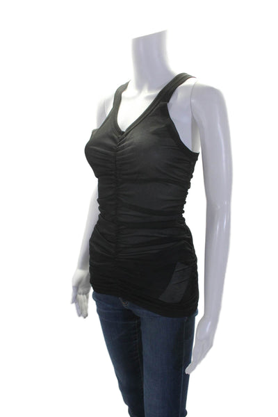 An Only Child Women's Scoop Neck Sleeveless Rouge Sheer Tank Top Black Size XS