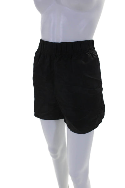 WSLY Womens Elastic Waist Above Knee Athletic Shorts Black Size Large