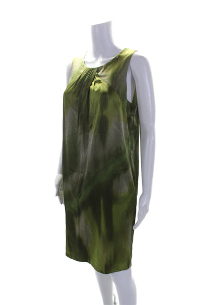 Vince Womens Scoop Neck Sleeveless Pullover Dress Silk Green Size Large