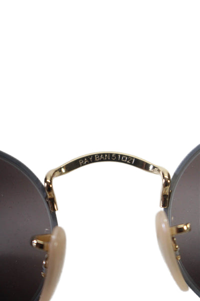 Ray Ban Womens Thin Circle Frame Sunglasses Metal Gray Gold One Size