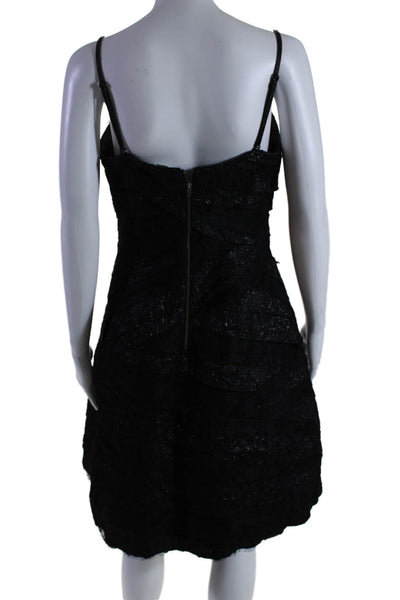 Tracy Reese Womens Square Neck Back Zip Mid Calf Dress Black Size 10