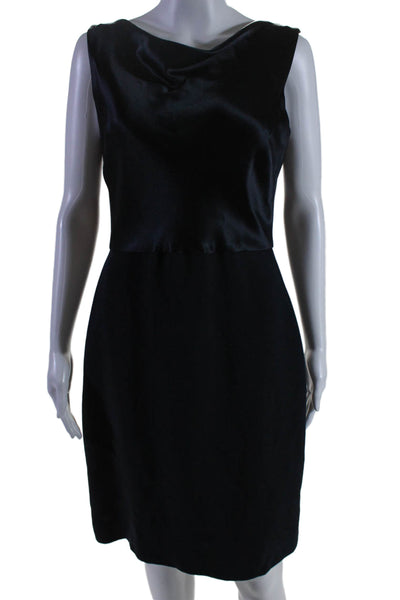 Tracy Reese Womens Square Neck Back Zip Mid Calf Dress Black Size 10
