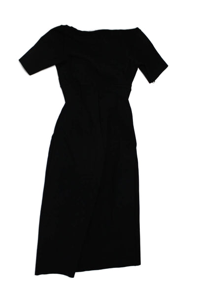 Chiara Boni La Petite Robe Womens Criss Cross Short Sleeve Jumpsuit Black Size M