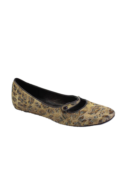 Donald J Pliner Womens Fabricated Spotted Print Mary jane Flats Brow Size 8