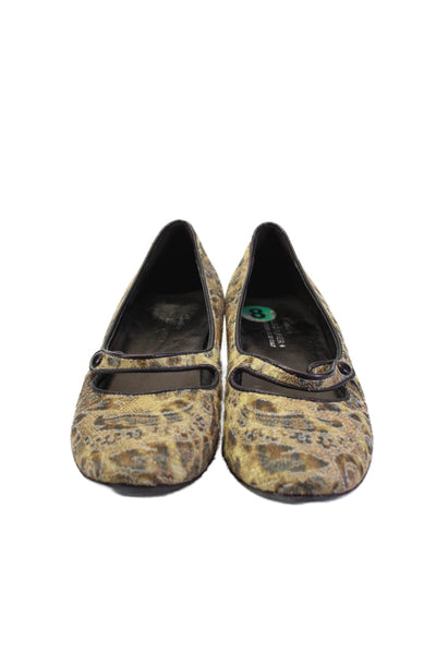 Donald J Pliner Womens Fabricated Spotted Print Mary jane Flats Brow Size 8