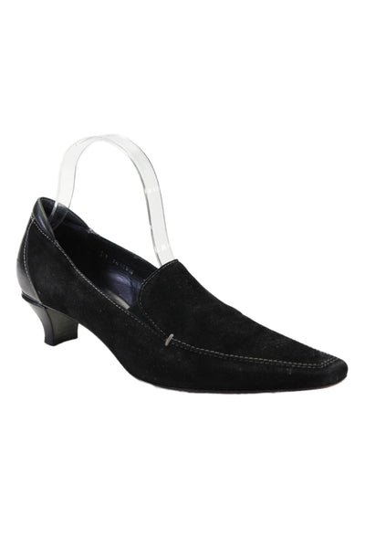 Donald J Pliner Womens Slip On Square Toe Low Block Heels Black 7.5