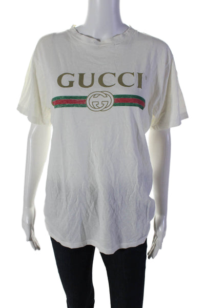 Gucci Womens Graphic Short Sleeved Crew Neck Casual T.Shirt White Size M