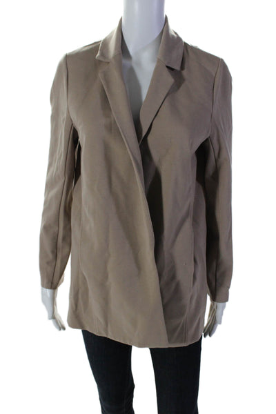 Eileen Fisher Womens Long Sleeved Collared Open Closure Blazer Beige Size M