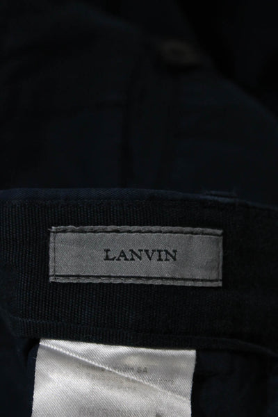 Lanvin Mens Stitched Detailed Zipped Ankle Hook and Eye Pants Blue Size M