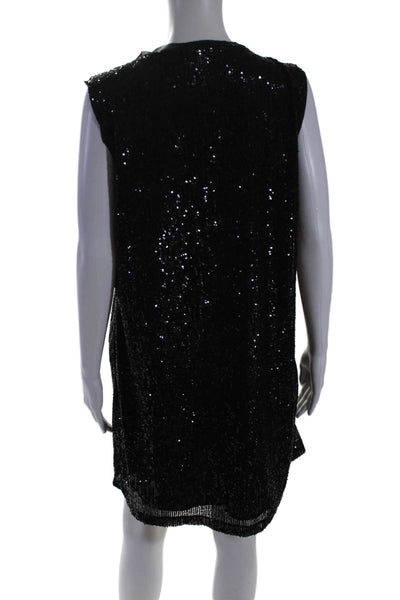 Rachel Rachel Roy Women's Sleeveless Belted Sequin Mini Dress Black Size M