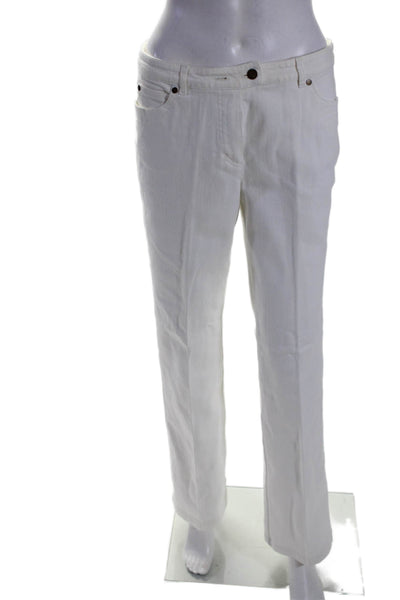 Escada  Womens Cotton Zip Button Straight Leg Jeans White Size EUR 38