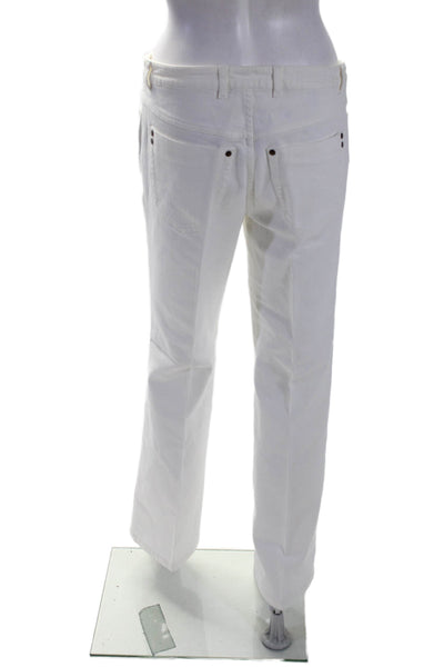 Escada  Womens Cotton Zip Button Straight Leg Jeans White Size EUR 38