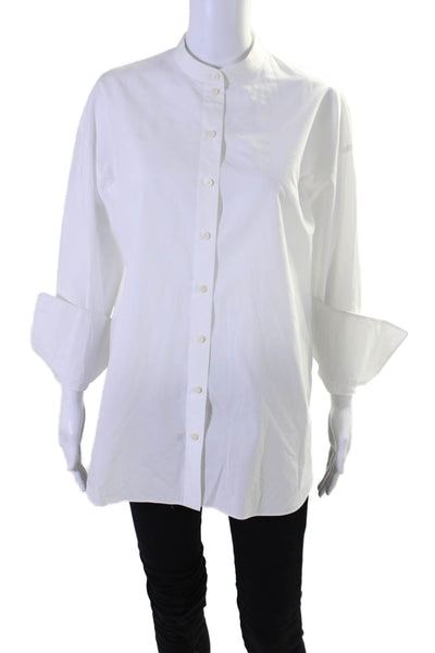 COS Women's Round Neck Long Sleeves Button Down Shirt White Size S