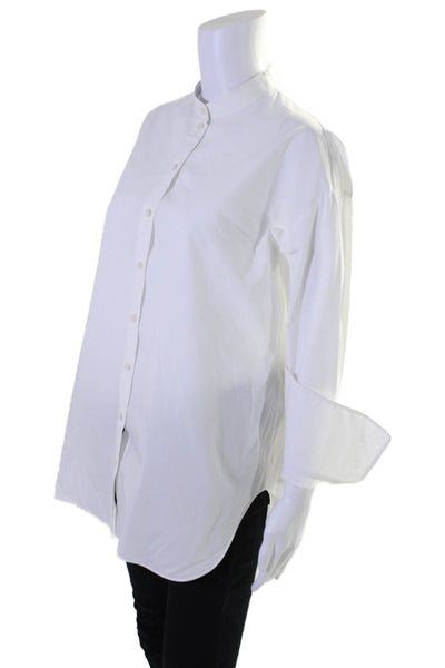 COS Women's Round Neck Long Sleeves Button Down Shirt White Size S