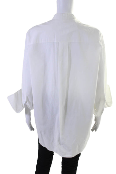 COS Women's Round Neck Long Sleeves Button Down Shirt White Size S