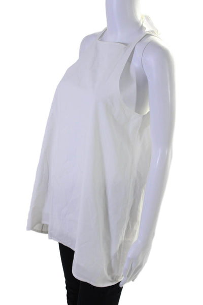 COS Women's Square Neck Sleeveless Keyhole Tunic Blouse White Size 6