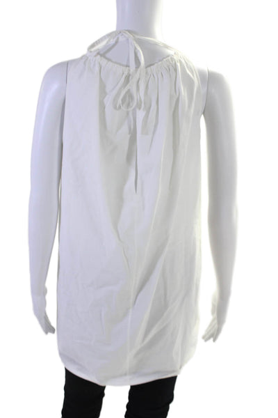 COS Women's Square Neck Sleeveless Keyhole Tunic Blouse White Size 6