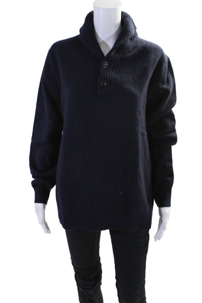 J Crew Women's Collared Long Sleeves Pullover Sweater Navy Blue Size L