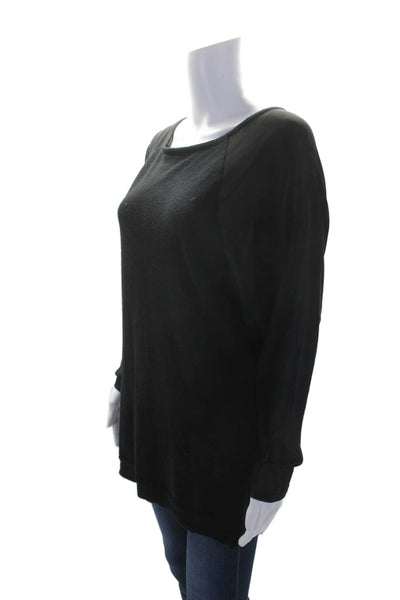 Vince Womens Cashmere Silk Trim Long Sleeve Blouse Black Size M