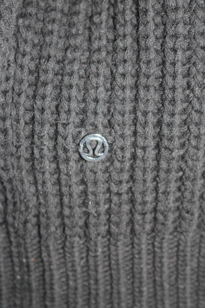 Lululemon Womens Long Sleeve Cable Knit Mock Neck Sweater Black Size M