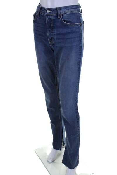 Grlfrnd Womens Button Fly High Rise Addison Side Slit Straight Jeans Blue 26