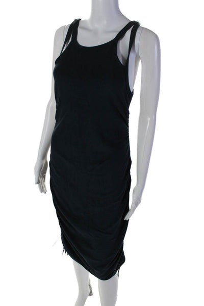 Daily Practice Womens Sleeveless Ruched Dress Midnight Blue Cotton Size Small