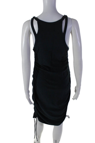 Daily Practice Womens Sleeveless Ruched Dress Midnight Blue Cotton Size Small