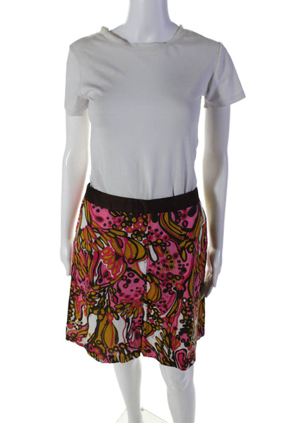 Milly Of New York Womens Cotton Pink Printed V-Neck Blouse Top Skirt Set Size8 6