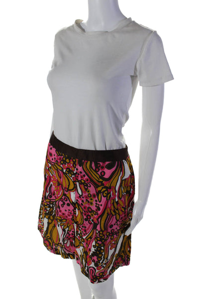 Milly Of New York Womens Cotton Pink Printed V-Neck Blouse Top Skirt Set Size8 6