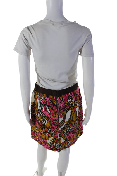 Milly Of New York Womens Cotton Pink Printed V-Neck Blouse Top Skirt Set Size8 6