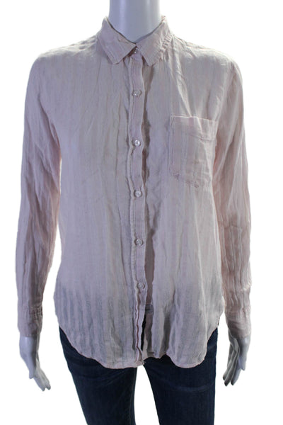 Rails Womens Striped Button Down Charli Shirt Blush Pink Size Extra Small