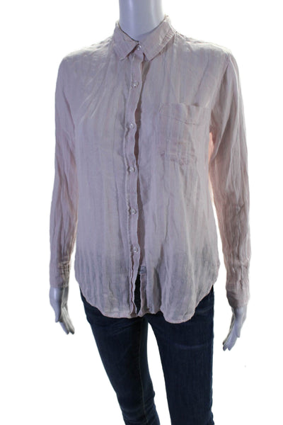 Rails Womens Striped Button Down Charli Shirt Blush Pink Size Extra Small