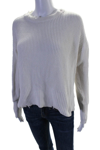 Pistola Womens Long Sleeves Crew Neck Sweater White Cotton Size Extra Small