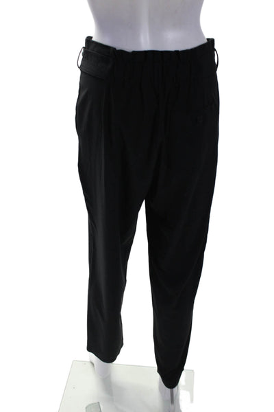 Athleta Womens Front Pleated Ruffled Waist Tied Hook and Eye Pants Black Size 4