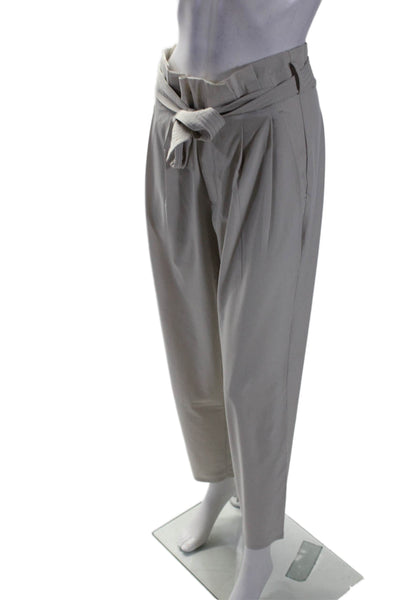 Athleta Womens  Ruffled Hem Front Pleated Double Pocket Pants White Size 4