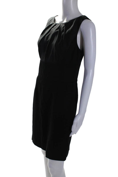 Trina Turk Womens Back Zip Sleeveless Scoop Neck Shift Dress Black Size 4