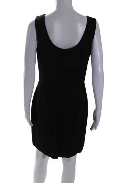 Trina Turk Womens Back Zip Sleeveless Scoop Neck Shift Dress Black Size 4