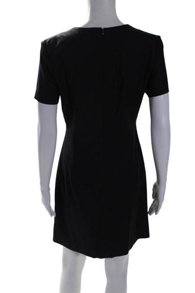 Trina Turk Womens Back Zip Sleeveless Scoop Neck Shift Dress Black Size 4