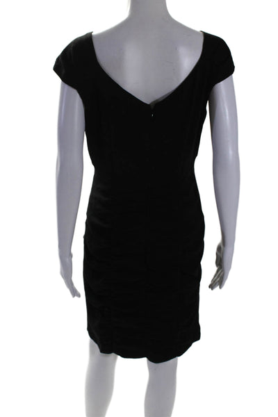 Nanette Lepore Womens Back Zip Sleeveless Scoop Neck Ruched Dress Black Size 8