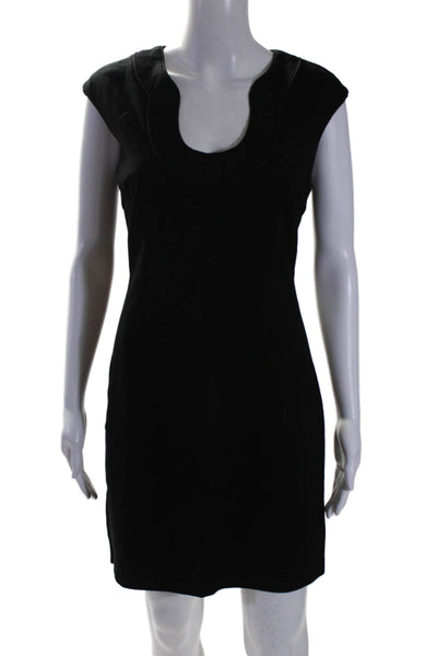 Trina Turk Womens Back Zip Sleeveless Scoop Neck Shift Dress Black Size 2