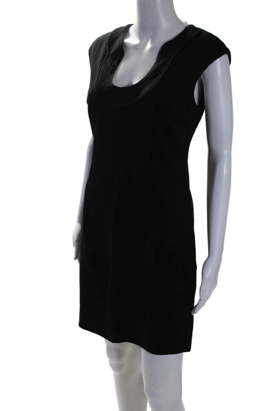 Trina Turk Womens Back Zip Sleeveless Scoop Neck Shift Dress Black Size 2