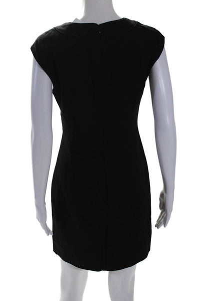 Trina Turk Womens Back Zip Sleeveless Scoop Neck Shift Dress Black Size 2