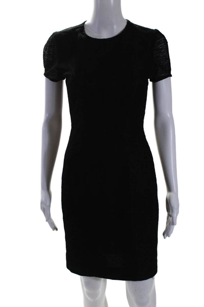 L Agence Womens Back Zip Short Sleeve Crew Neck Knit Dress Black Size 4