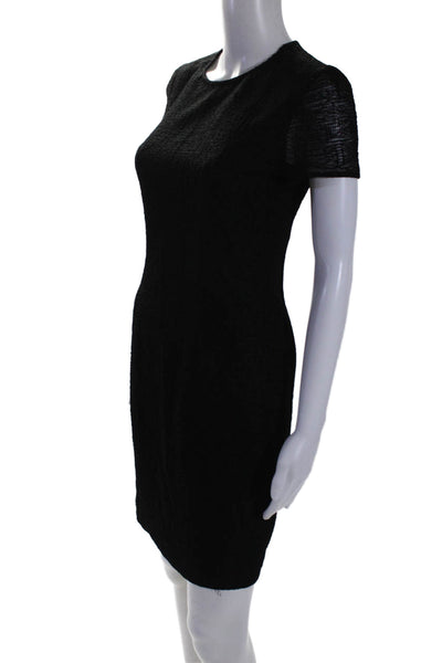 L Agence Womens Back Zip Short Sleeve Crew Neck Knit Dress Black Size 4