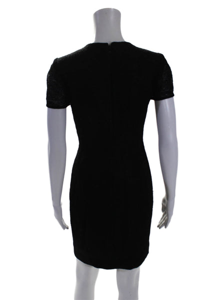 L Agence Womens Back Zip Short Sleeve Crew Neck Knit Dress Black Size 4