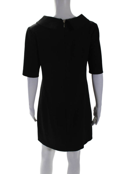 Trina Turk Womens Back Zip Short Sleeve Collared Shift Dress Black Size 6